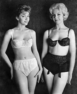 Women wearing matching bra and knickers in opposite colours