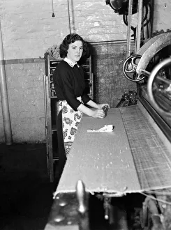 Women weaving the carpet far westminster Abbey and the coronation. March 1953 D1554-004