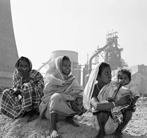 Heavy Industry Prints: Women who work as water carriers seen here at the Durgapur steel works in West Bengal