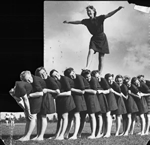 The Womens Auxiliary Air Force (WaF) doing some stepping stones fitness
