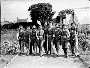 Farming Prints: Womens Land Army girls probably taken on farms in North Somerset during the Second