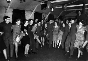 Parties Prints: Womens Lands Army Girls at Leamington Spa kicking the old year out