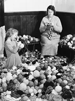 00355 Prints: Wool Knitting Mrs T White after writing a letter to the Mirror asking for wool to make