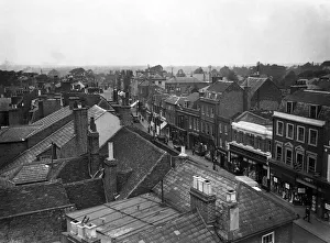 Outer London Prints: Woolworths and the High Street shops in Uxbridge from church tower