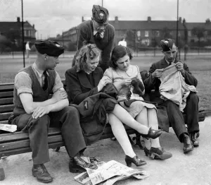 Sewing Prints: Words War II: Jean Wapler and girls mend the clothes for the local barrage balloon