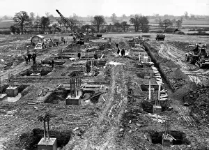Work on the main support columns for the six-storey library at Gibbet Hill for