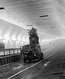 00481 Prints: Work still in progress on the air ventilators in the new Clyde tunnel in Glasgow which