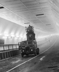 Work still in progress on the air ventilators in the new Clyde tunnel in Glasgow which