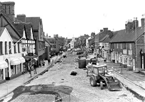 Work is in progress to create a pedestrian precinct in Henley Street, Stratford-upon-Avon