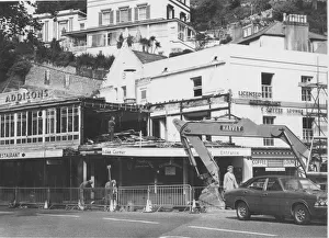 01016 Prints: Work underway demolishing Addison cafe in Cary Parade, Torquay Circa 1973