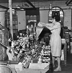 Sixties Prints: A worker at the pencil manufacturers Chambers factory in Stapleford
