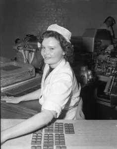 One Woman Only Prints: Worker on the production line at the Cadbury factory at Bourneville 26th March 1953