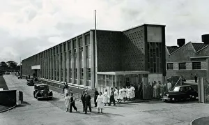 Motors Prints: Workers arrive for their shift at the new Rolls Royce factory in East Kilbride