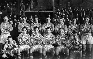 Workington Rugby league team pose for a group photograph Left to right