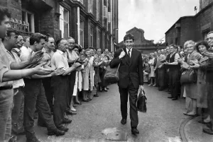 Works send-off Ron Hill, Britaines marathon runner for the Olympic games