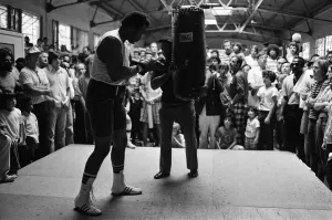America Prints: World boxing champion George Foreman trains at the Farigrounds in Pleasanton