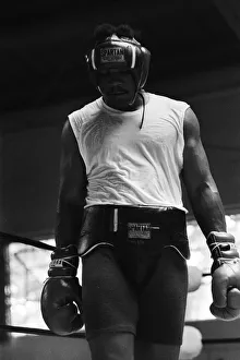 World boxing champion George Foreman trains at the Farigrounds in Pleasanton
