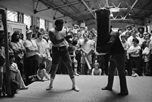 World boxing champion George Foreman trains at the Farigrounds in Pleasanton