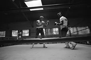 World boxing champion George Foreman trains at the Farigrounds in Pleasanton