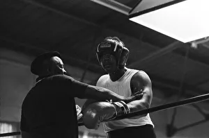 World boxing champion George Foreman trains at the Farigrounds in Pleasanton