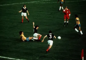 Officials Prints: World Cup 1974 Scotland Brazil Morgan fouled referee Van Gemert blows whistle