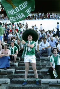 World Cup 1982 N. Ireland fan waves flag A©mirrorpix
