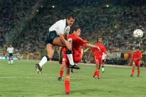 World Cup Prints: World Cup 1990 Last 16 England 1 Belgiun 0 after extra time Steve Bull (white