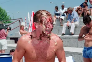 World Cup 1990 Italia 90 Paul Gascoigne the England striker seen here covered in