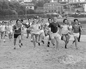 00347 Prints: Former World Cup hero Bobby Moore seen here keeping England fans on their toes