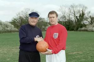 01524 Prints: World Cup rivals Geoff Hurst and Hans Tilkowski reunite to play a game of football with