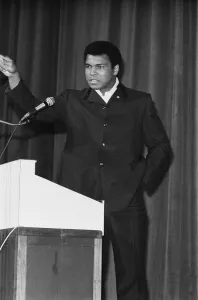 World Heavyweight boxing champion Muhammad Ali held his first public speaking in England
