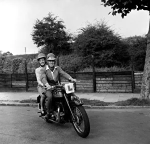 World Speedway Champion Freddie Williams seen here learning to ride his bike on the road