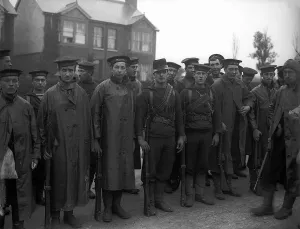 World War One British Marines return to Walmer Oct 1914 with a belgian soldier who
