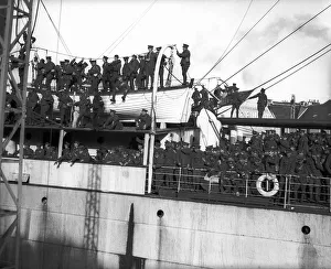 Troopship Prints: World War One British Troops France British tommies arriving in France by boat