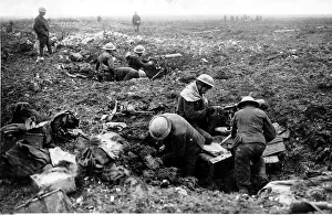 Canadian Prints: World War One - Canadian machine gunners April 1917 take over shell holes at Vimy