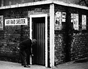 World War Two Checking door of an air raid shelter 1940 in George Square Glasgow