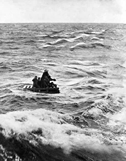 Despair Prints: World War II Shipping: Survivors on their raft after their ship was sunk following an