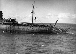 World War II: Shipping. A torpedo from a U-boat had cut the ship practically in two