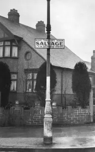 00043 Prints: World War II. A signpost on the corner of Westwood Lane Welling
