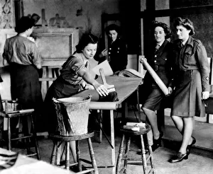 Decorating Prints: World War II: Women A. T. S. being trained as painters and decorator