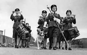 Drummers Prints: World War II Women. Flight Sergeant Wimpy'is the Welsh Collie mascot of a W. A