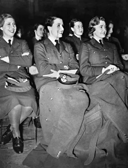 World War II: Women. Girl officer in W. A. F. S. with monocle at R. A. F