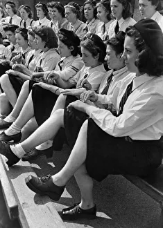 Youth Movement Prints: World War II Women: Girls of the G. T. C learn morse by tapping their fingers on the back