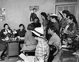 Recruitment Prints: World War II Women. Women waiting to be interviewed as recruits for radio location