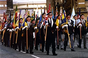D Day Prints: World War Two - Second World War - D-Day veterans march in the remembrance parade through