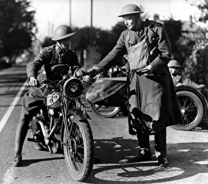 World War Two - Second World War - A despatch rider receives his instructions from an