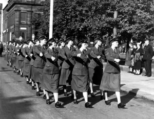 Parades Prints: World War Two - Second World War - Members of the WRAF march smartly past the saluting