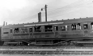 World War Two - Second World War - A Middlesbrough to Newcastle train which was machine