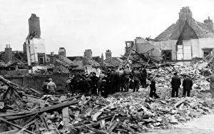 World War Two - Second World War - The ruins after a German air raid on a North East of