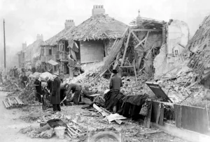 World War Two - Second World War - The ruins after a German air raid on a North East of